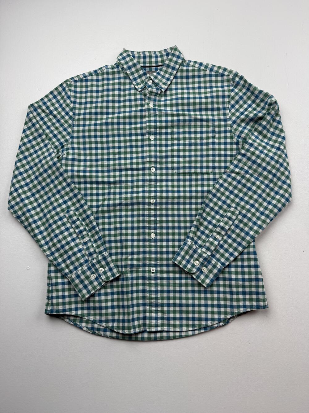 L.L. Bean Signature Shirt Mens Medium Green Check Long Sleeve Button Down Slim
